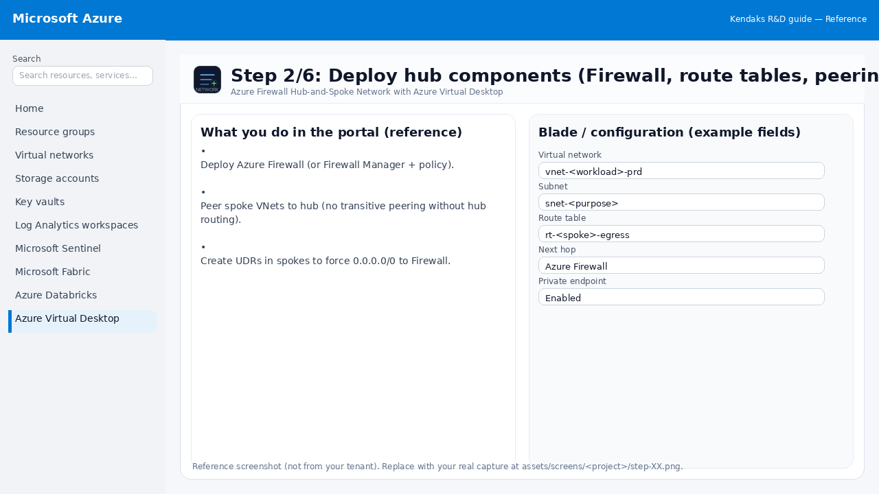 Azure Firewall Hub-and-Spoke Network with Azure Virtual Desktop step 2