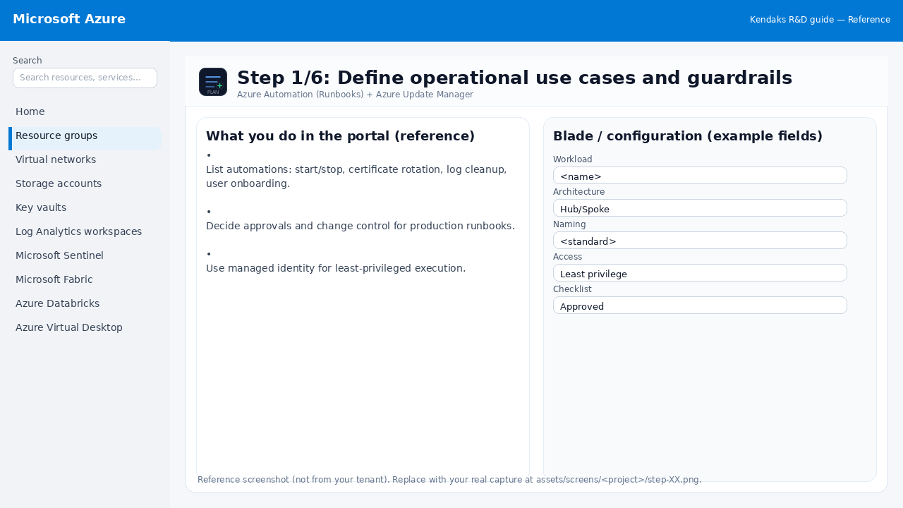 Azure Automation (Runbooks) + Azure Update Manager step 1