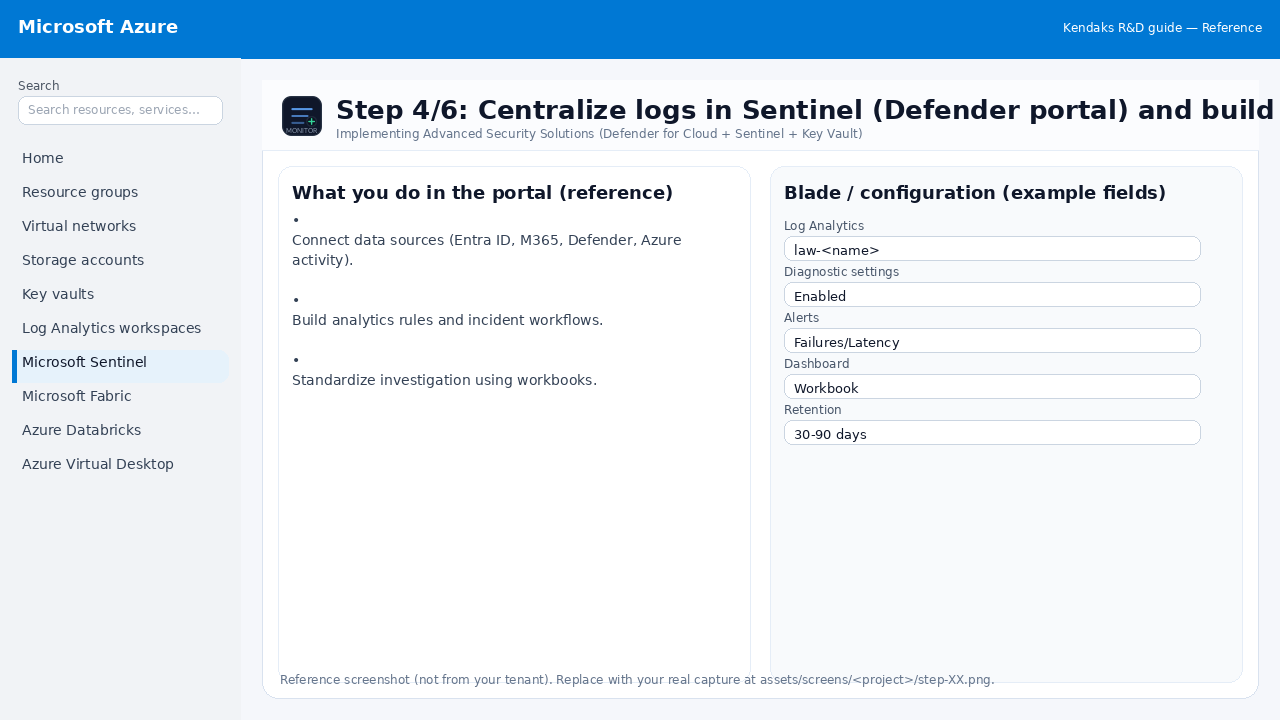 Implementing Advanced Security Solutions (Defender for Cloud + Sentinel + Key Vault) step 4