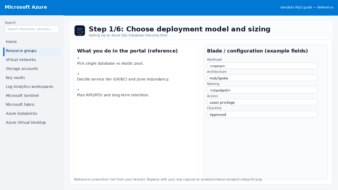 Setting Up an Azure SQL Database (Security-first) step 1