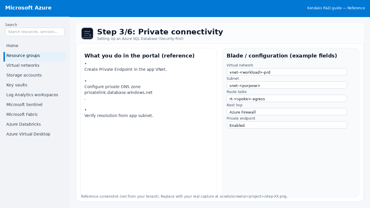 Setting Up an Azure SQL Database (Security-first) step 3