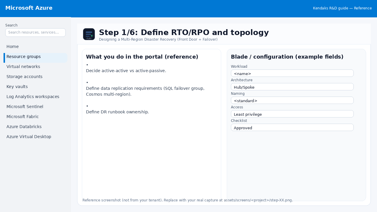Designing a Multi-Region Disaster Recovery (Front Door + Failover) step 1