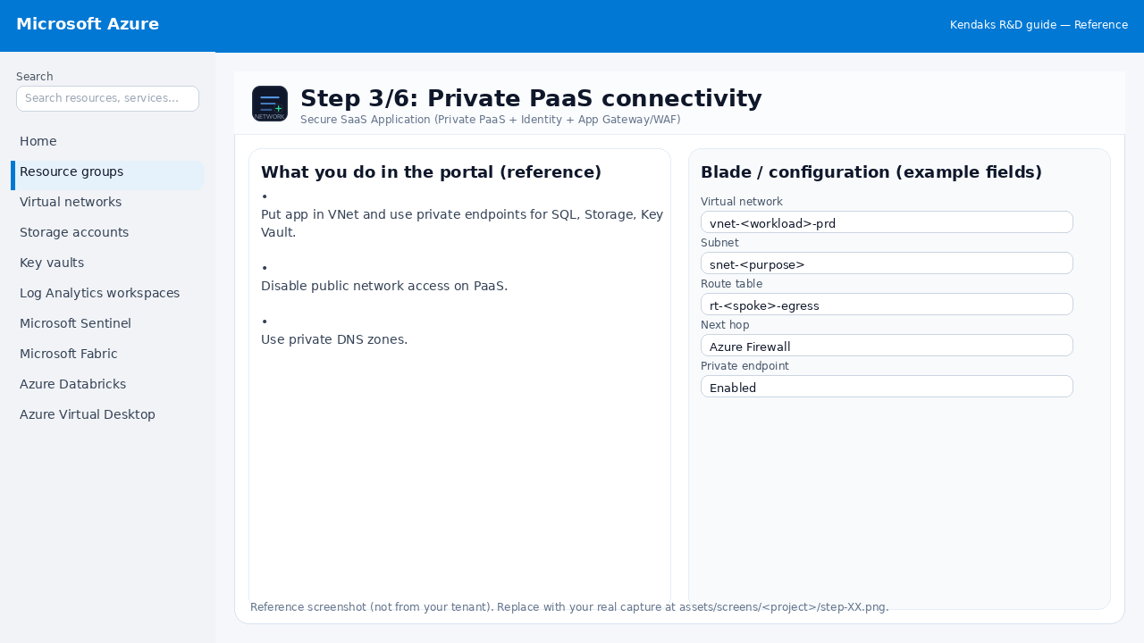 Secure SaaS Application (Private PaaS + Identity + App Gateway/WAF) step 3